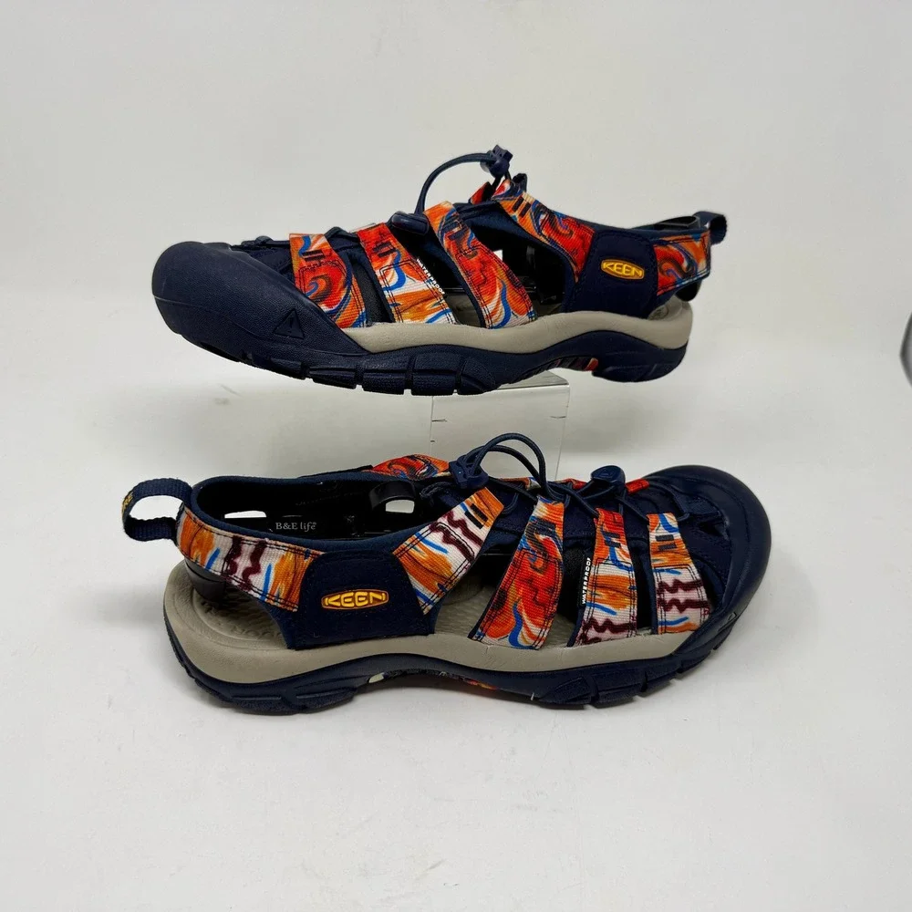 Keen Newport H2 Retro Mens Sz 11 Waterproof Sandals Navy Multi Color Swirl